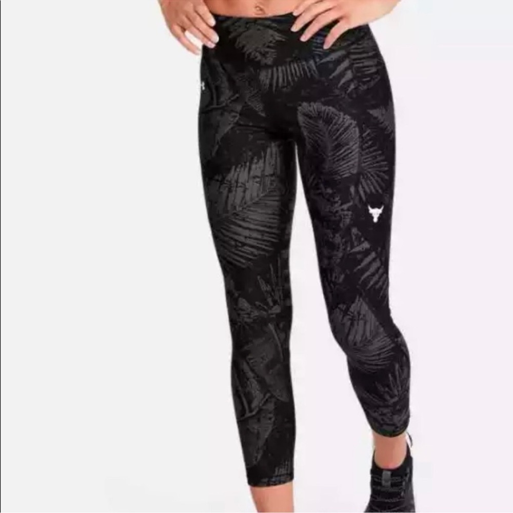 Under Armour UA Project Rock Ankle Crop‎ Black/Gray Legging Women’s Size XS